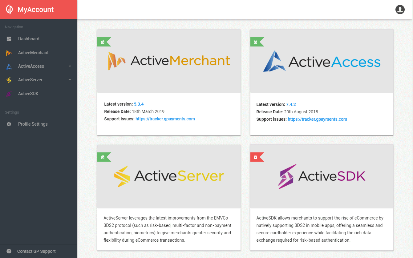 GPayments MyAccount Dashboard