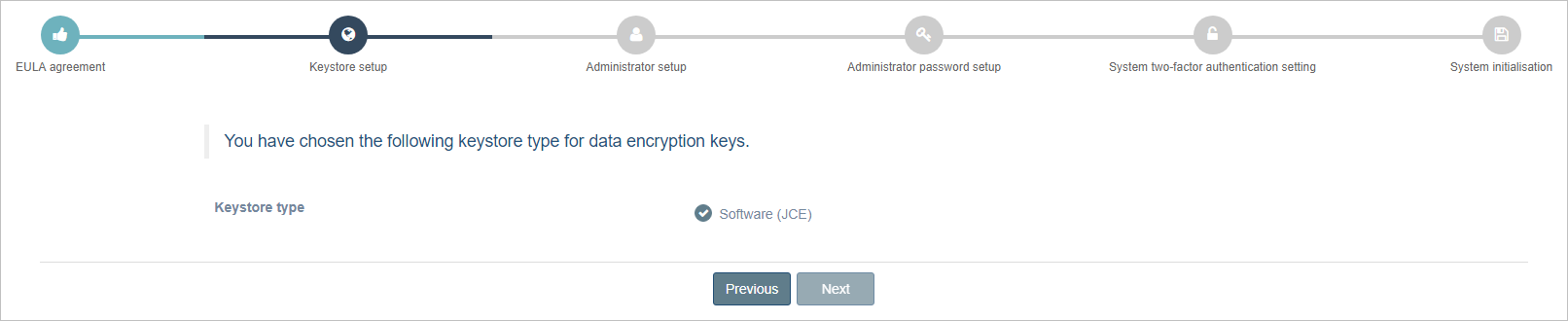 Setup Wizard - Keystore type