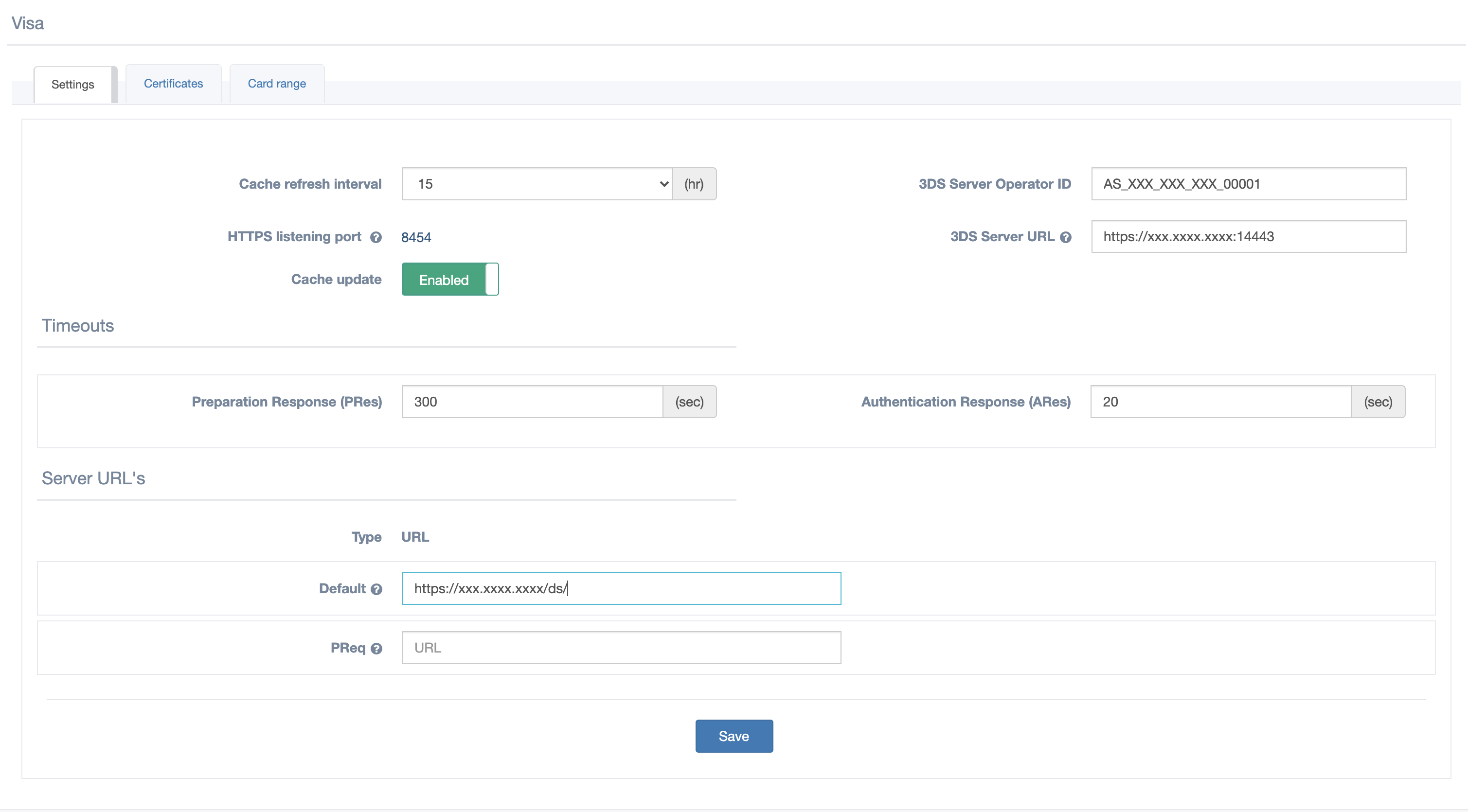 Directory Server - Settings tab
